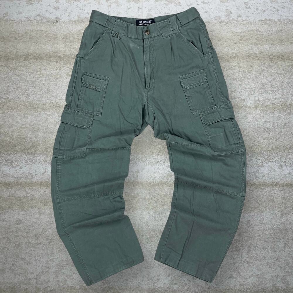 Vintage 90s Blackhawk Tactical Pants 34x30 Baggy Wide Green Double Knees Cargos - Picture 2 of 5